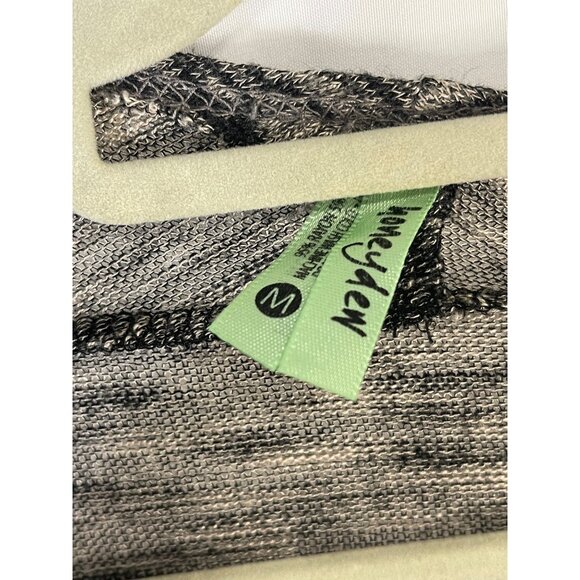 Honeydew 3/4 sleeve shirt stripes high low rayon blend black grey medium READ - Picture 4 of 5